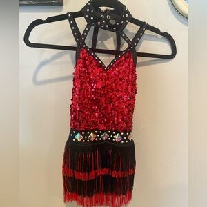 Weissman Red Sequin Kids Dance Costume semi customized.